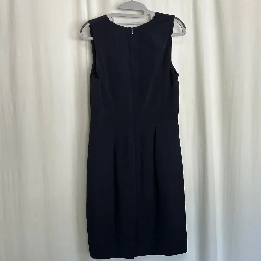 Lilysilk Navy Blue 100% Mulberry Silk Casual Career Sleeveless Dress NWT Size 4 - Picture 4 of 11